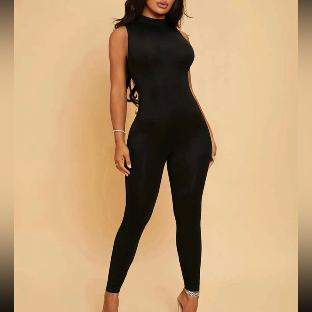 BRAND NEW solid mock neck jumpsuit